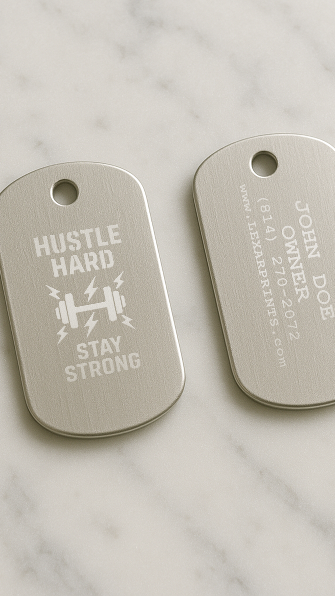 Hustle Hard, Stay Strong Military Dog Tag