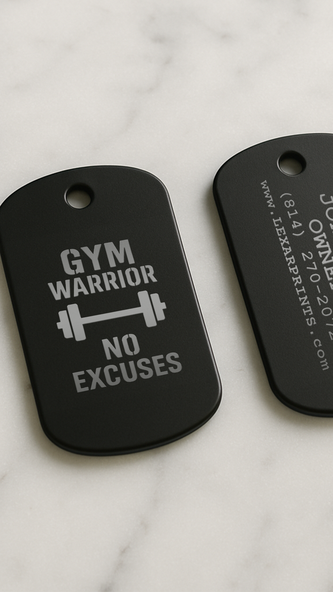 Gym Warrior, No Excuses Military Dog Tag