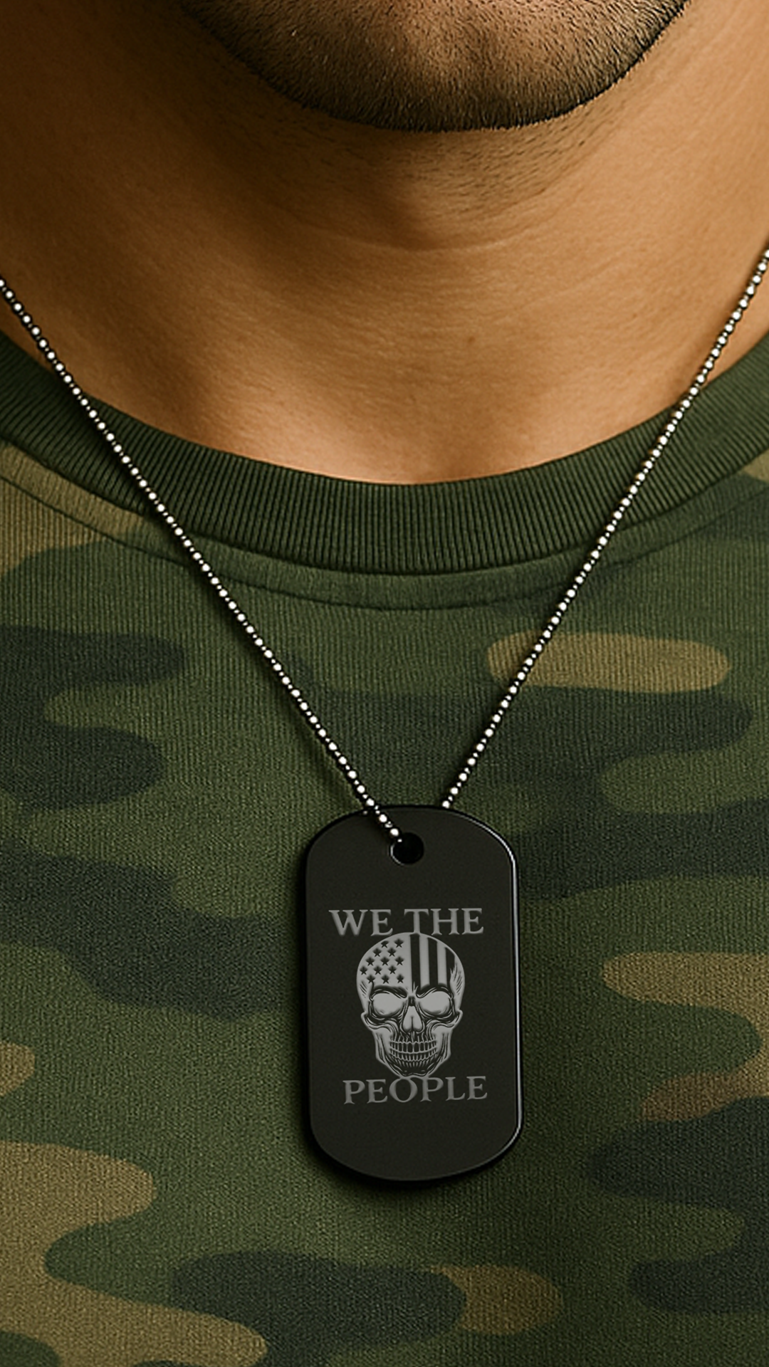 Patriotic Skull Military Dog Tag #2
