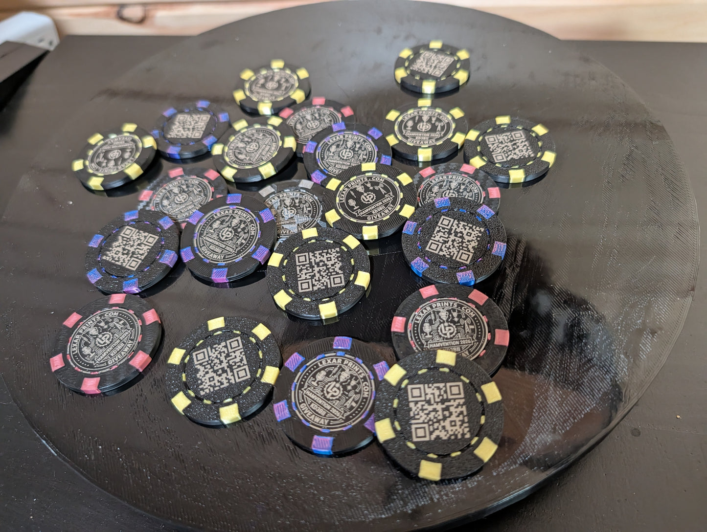 Custom Laser Engraved Poker Chips – 3D Printed – Logo, QR Code, or Callsign
