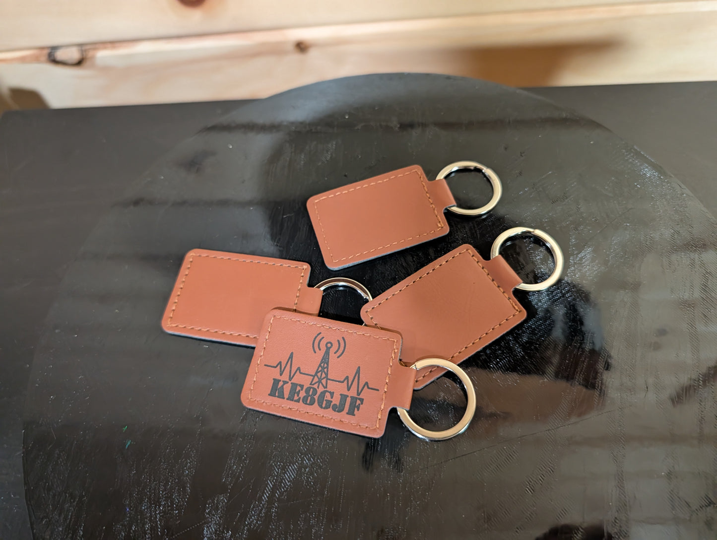 Custom Laser Engraved Leatherette Keychain – One or Two Sided – Callsign, Logo, or Custom Art