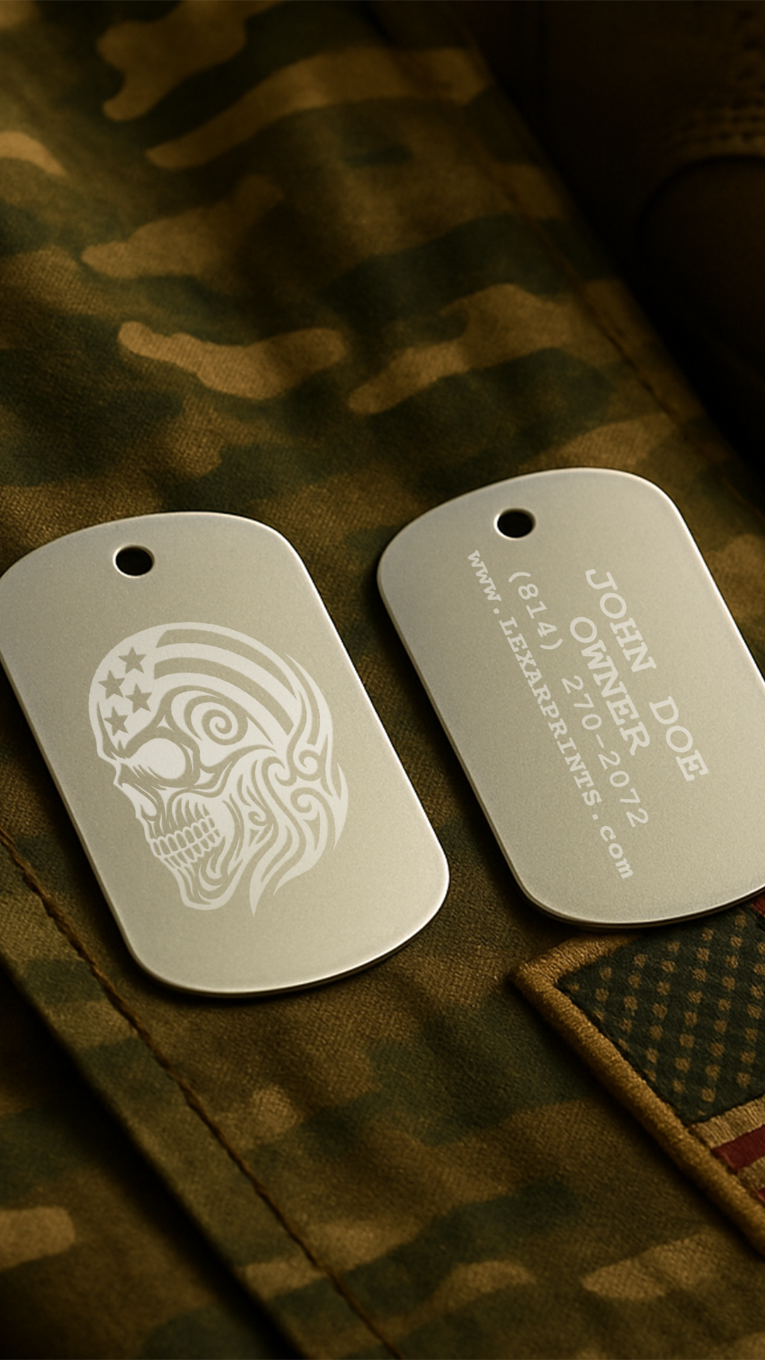 Patriotic Skull Military Dog Tag #1