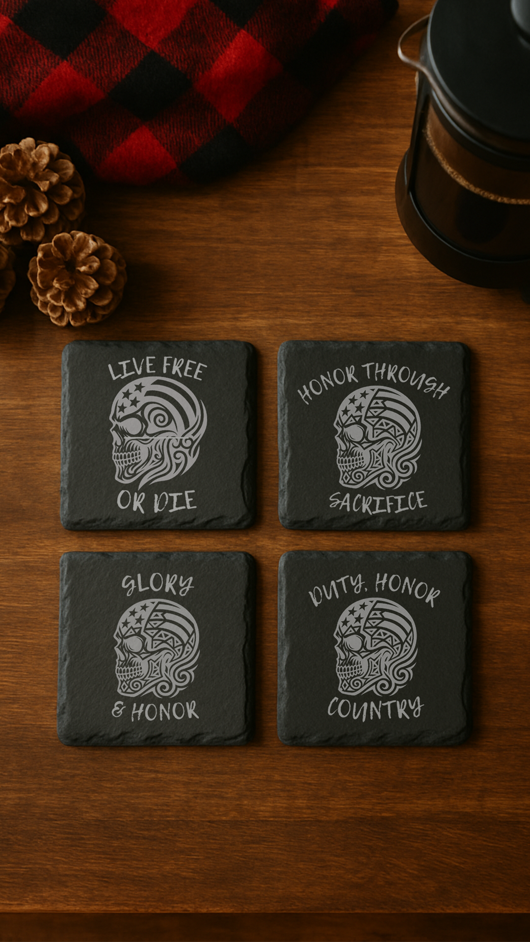 Patriot Skull Coaster Set #1