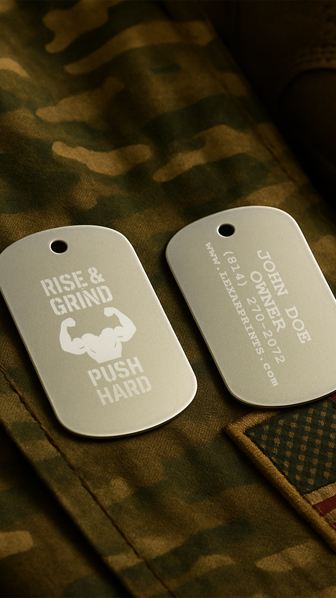 Rise & Grind Military Dog Tag