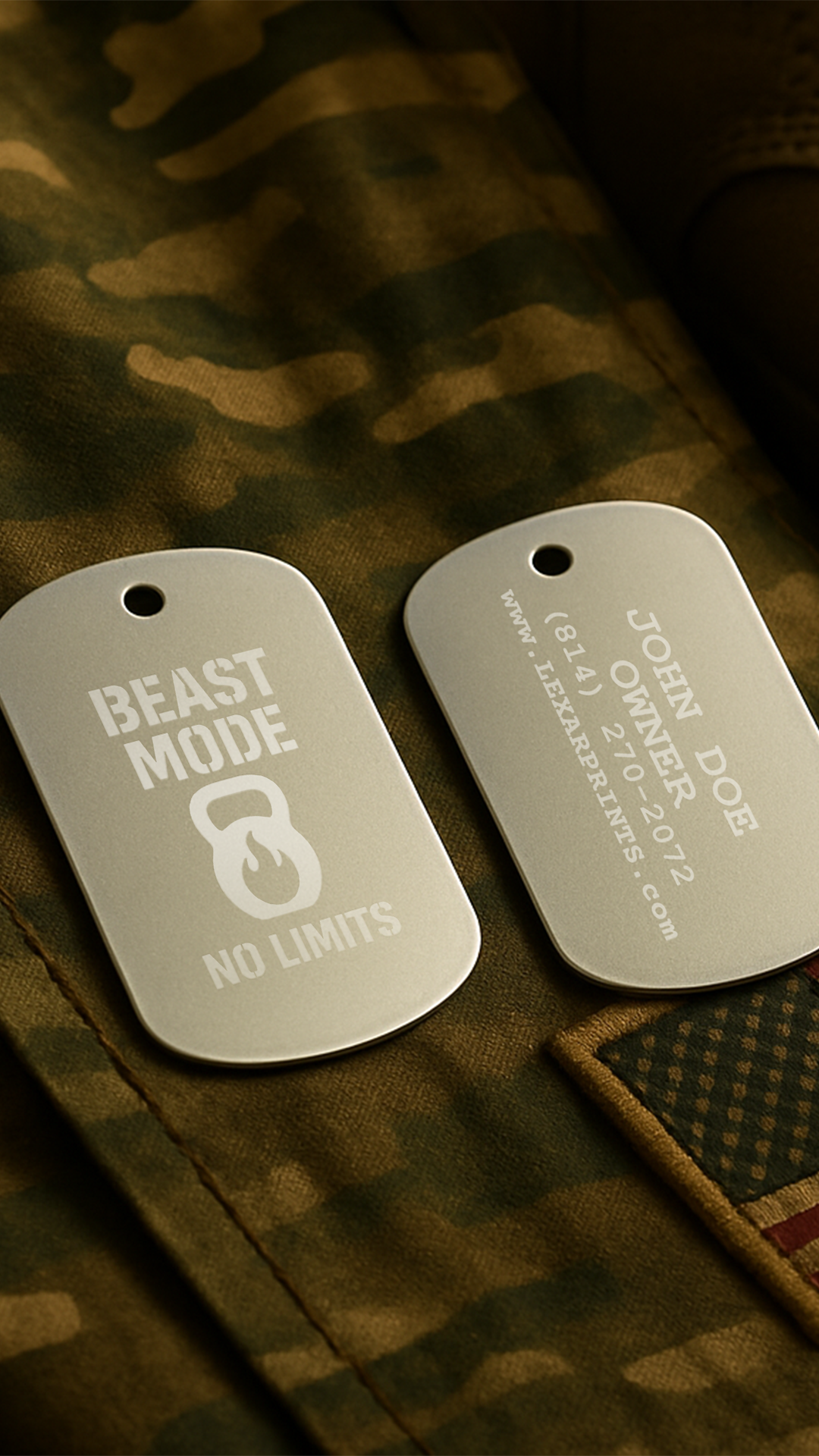 Beast Mode, No Limits Military Dog Tag