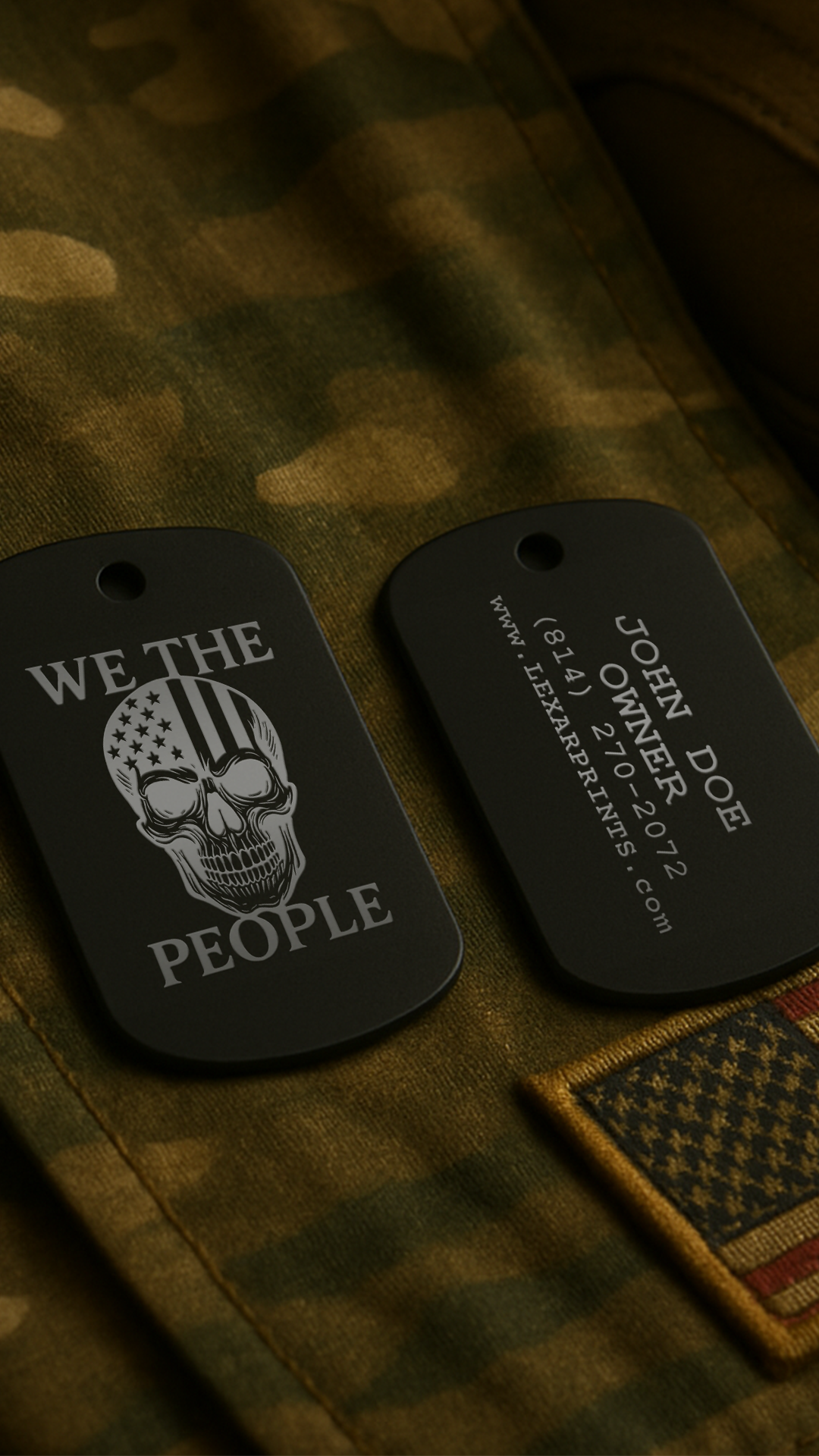 Patriotic Skull Military Dog Tag #2