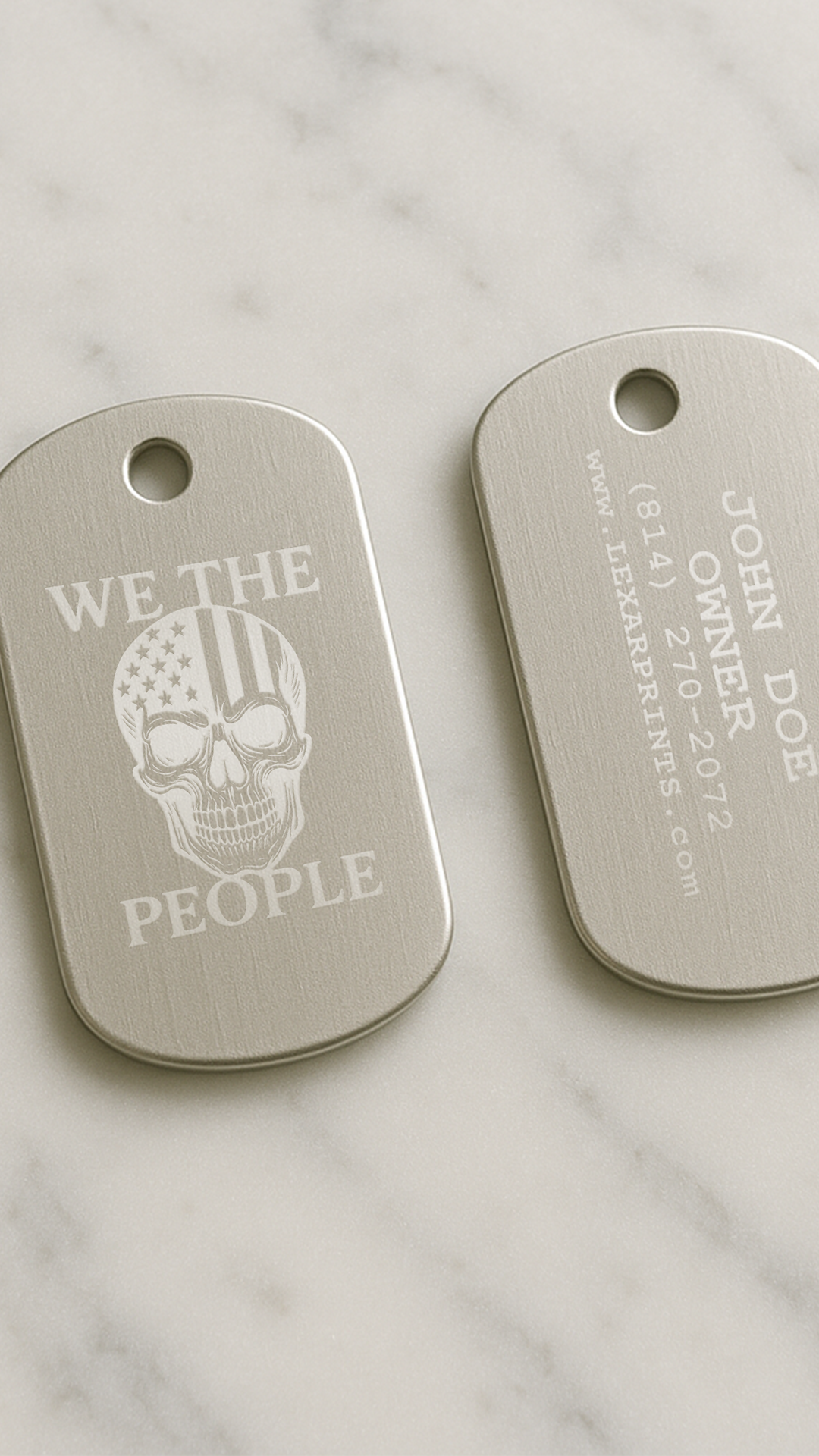 Patriotic Skull Military Dog Tag #2