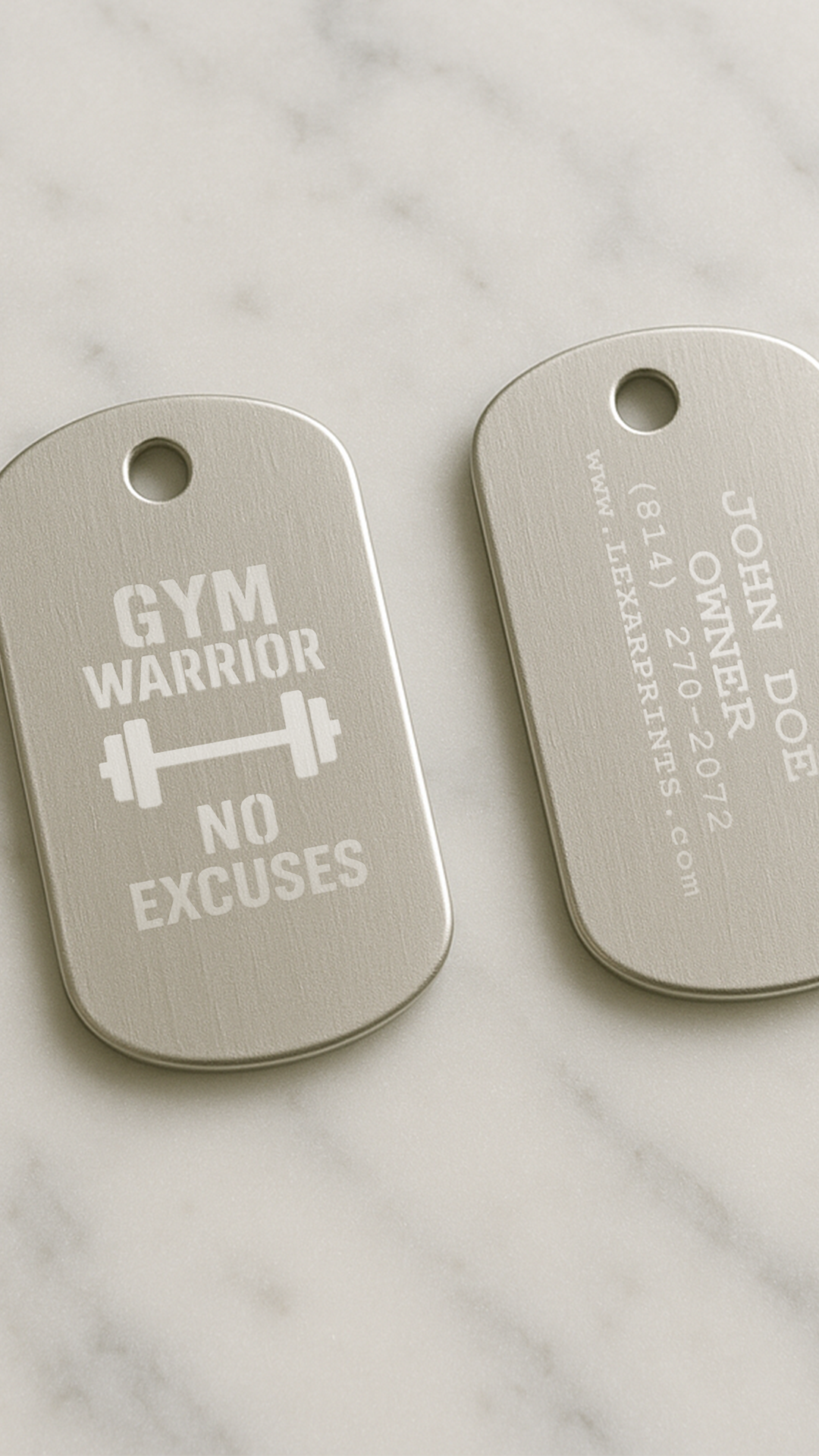 Gym Warrior, No Excuses Military Dog Tag