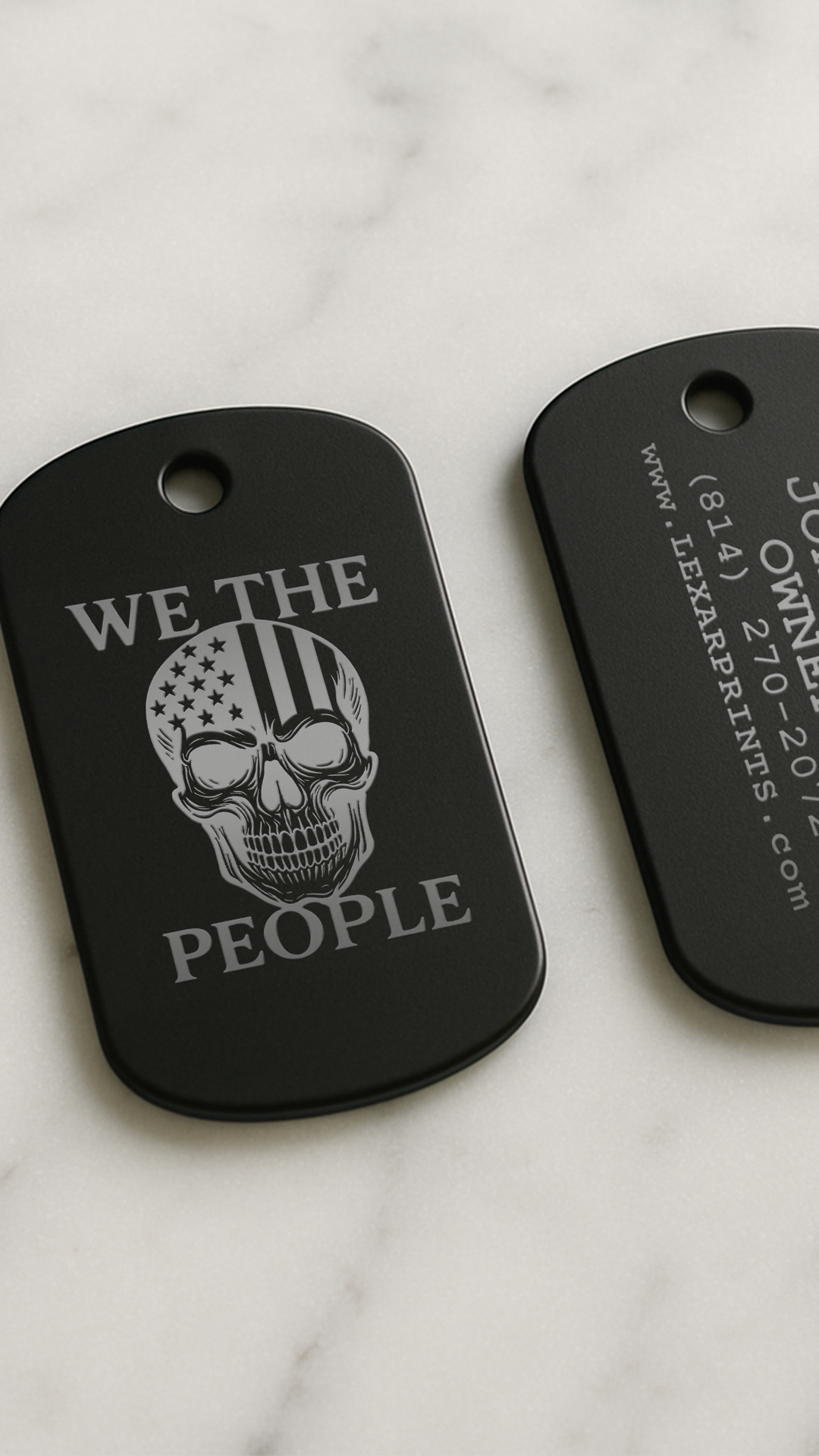 Patriotic Skull Military Dog Tag #2