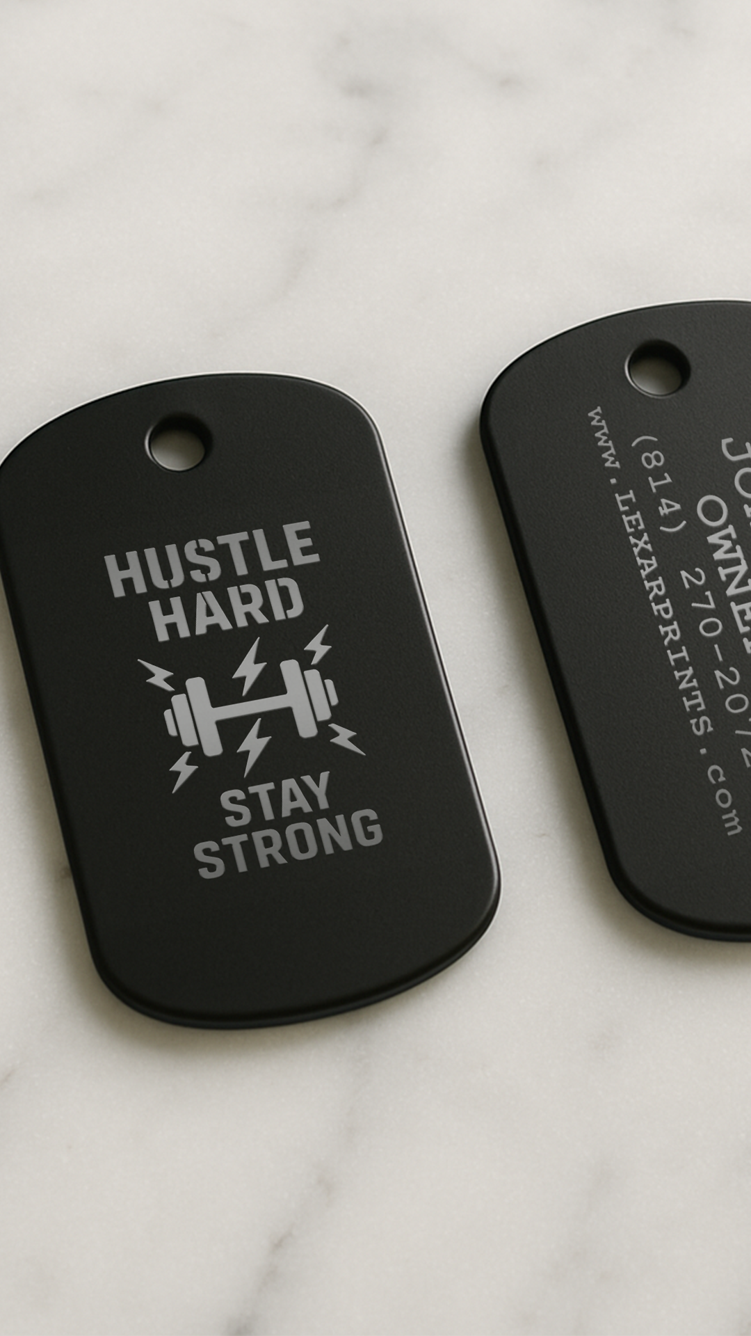 Hustle Hard, Stay Strong Military Dog Tag