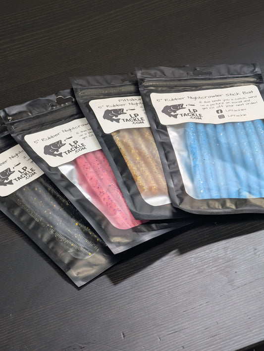 5" Rubber Nightcrawler Stick Worm (8 Pack)