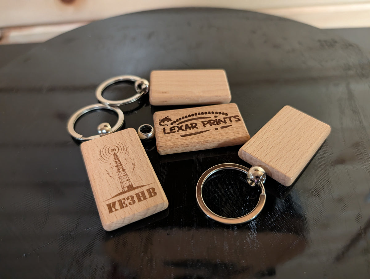 Custom Laser Engraved Bamboo Keychain – One or Two Sided – Callsign, Logo, or Custom Art
