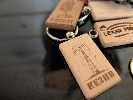 Custom Laser Engraved Bamboo Keychain – One or Two Sided – Callsign, Logo, or Custom Art