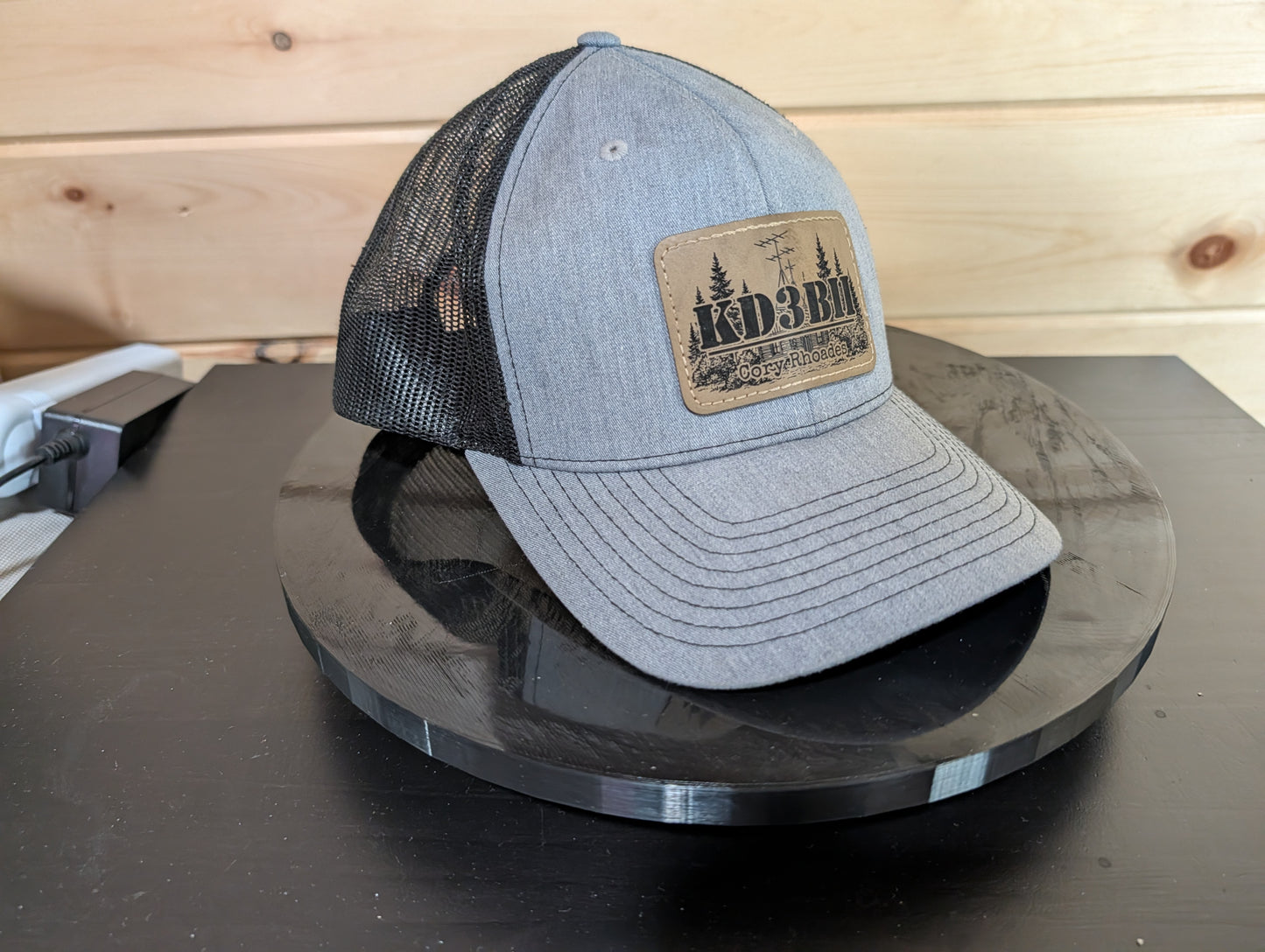 Custom Ham Radio Hat – Laser Engraved Leatherette Patch – Dad Hat, Trucker, or FlexFit