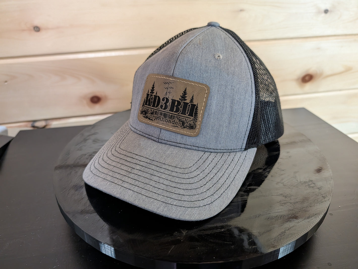 Custom Ham Radio Hat – Laser Engraved Leatherette Patch – Dad Hat, Trucker, or FlexFit