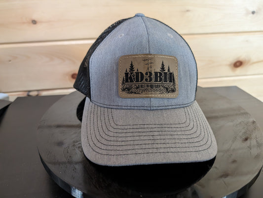Custom Ham Radio Hat – Laser Engraved Leatherette Patch – Dad Hat, Trucker, or FlexFit