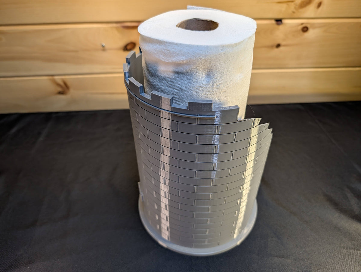 Castle ruins holder with paper roll, original photograph